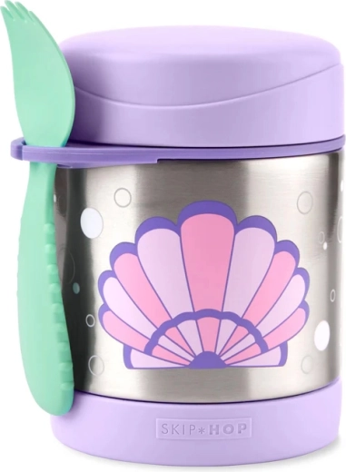 Skip Hop Spark Style thermos alimentaire en acier inoxydable avec cuillère-fourchette, coquillage 325 ml