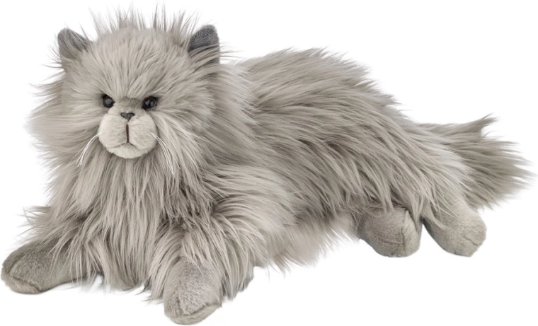 Chat persan gris couché 36 cm – peluche BEPPE ZOO