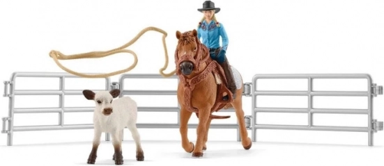 Set de figurines Cowgirl et attrapeur au lasso de l’univers Farm World