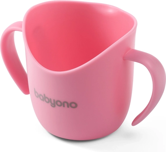 BabyOno gobelet d’entraînement ergonomique avec anses 120 ml, rose (à partir de 6 mois)