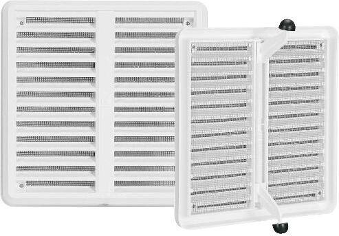 Grille d’aération avec moustiquaire et clapet réglable 175 × 175 mm blanc
