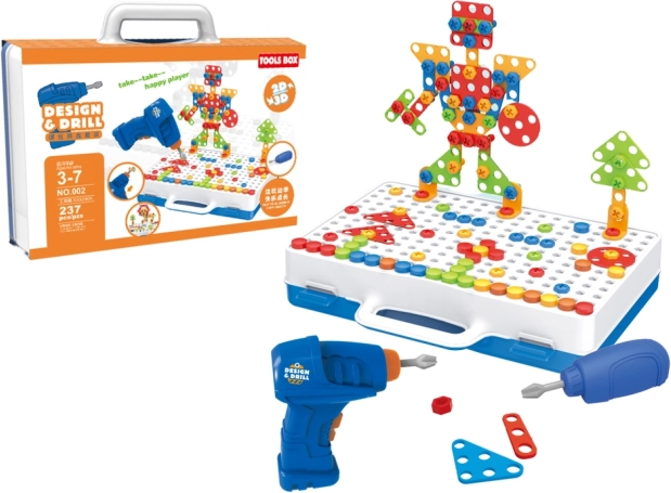 Kit de construction créatif avec perceuse et mallette