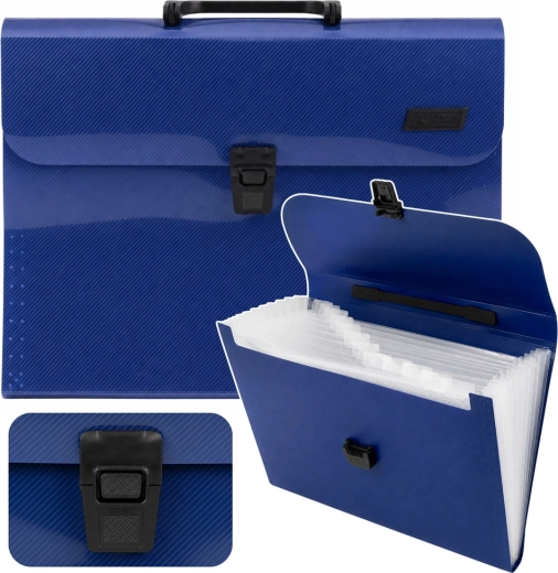 Chemise accordéon pour documents A4 avec poignée, 13 compartiments, bleue - 1 pièce