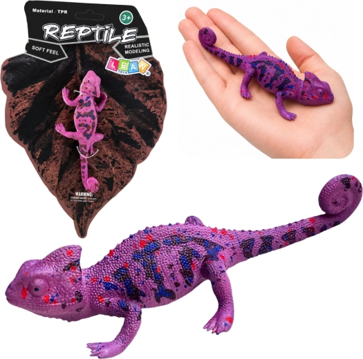 Figurine de caméléon en caoutchouc TPR, violette, 14 cm