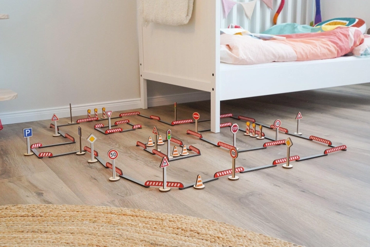 FlexiRoads jeu de construction routier en bois 135 pièces