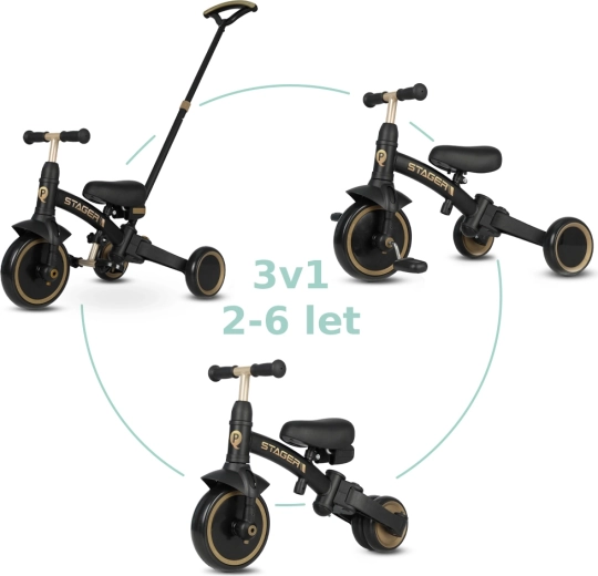 Tricycle Qplay Stager 3-en-1 platinum pour enfants de 2 à 6 ans