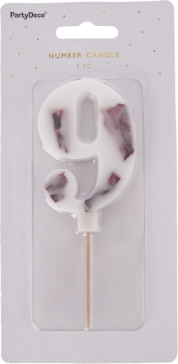 Bougie de gâteau blanche en forme de fleur – chiffre 9, 8 cm
