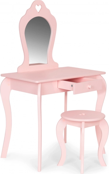 Grande coiffeuse pour enfants en bois avec miroir rose ECOTOYS
