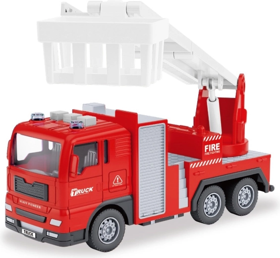 Camion de pompiers avec plateforme extensible, sons et lumières - 1 pièce