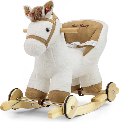 Milly Mally cheval à bascule en peluche Polly White