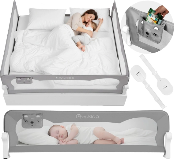 Barrière de lit de protection 200 cm Nukido – gris