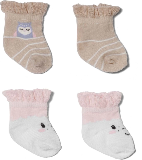 Chaussettes BABY born mouton et hibou (2 paires) pour poupées 43 cm