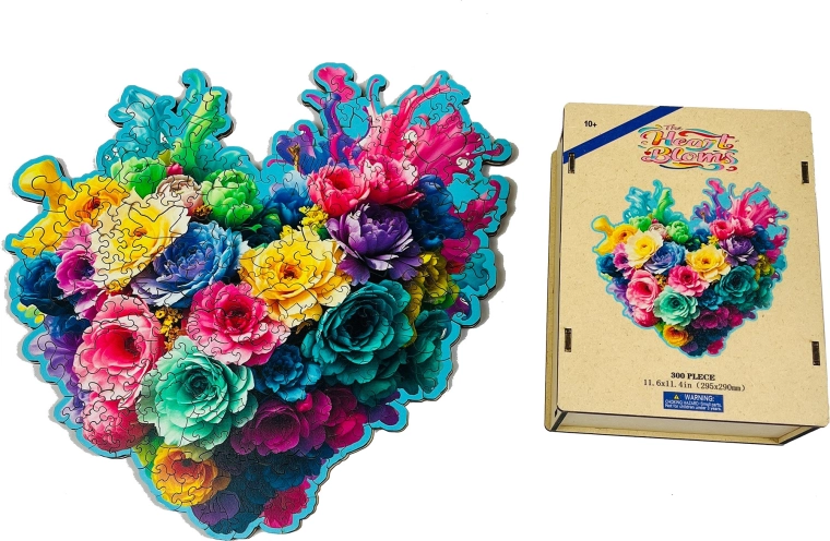 Puzzle en bois Cœur floral