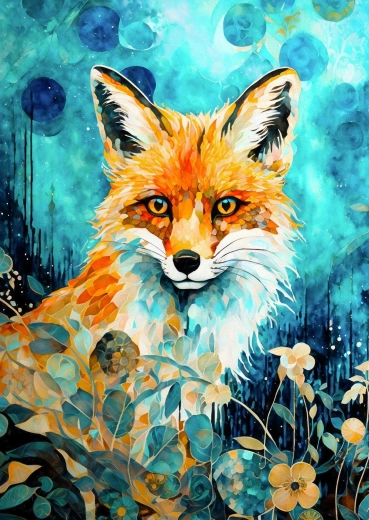 Puzzle Enjoy renard sur fond bleu 1000 pièces