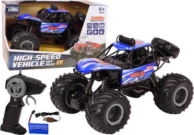 Voiture tout-terrain RC 1:8 amortisseurs bleus