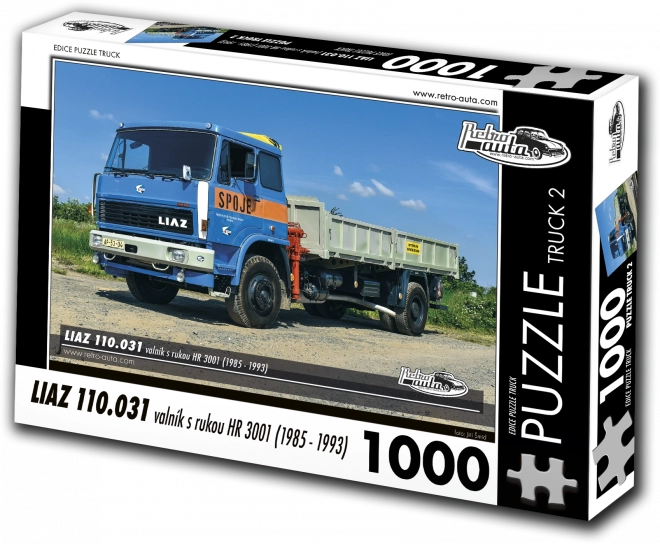 Puzzle Retro Voitures Liaz 110.031 Plateau avec Grue HR 3001, 1000 pièces