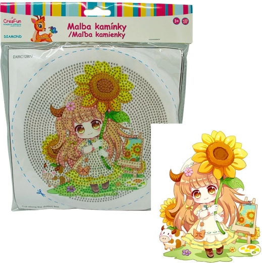 Peinture diamant avec cadre – poupée et tournesol 20 cm