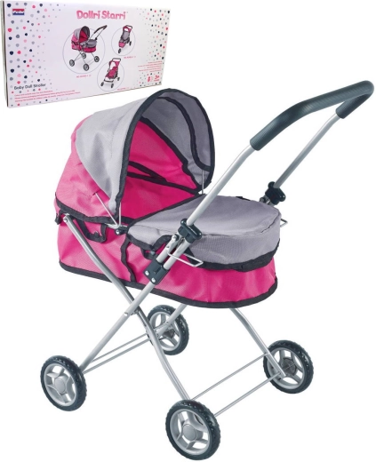 Landau profond pour poupée rose-gris (jusqu’à 43 cm)