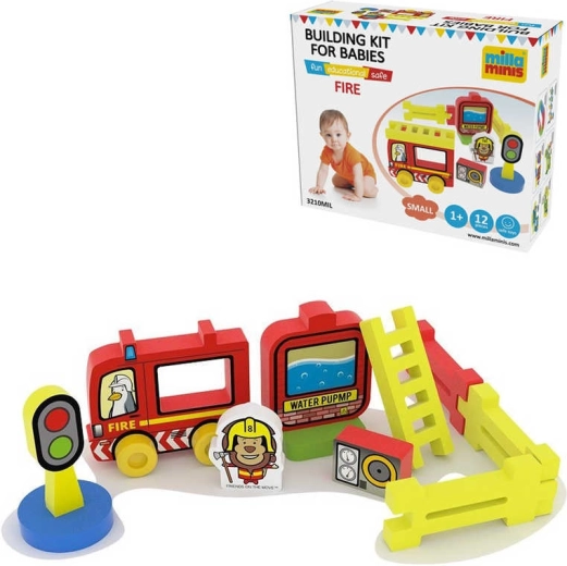 Millaminis jeu de construction en mousse caserne de pompiers baby soft 12 pièces