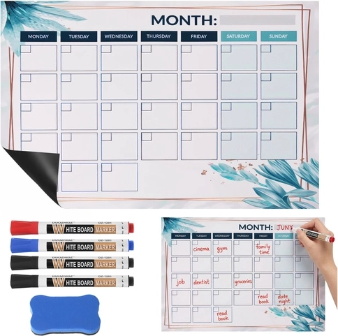 Planificateur magnétique pour réfrigérateur RUHHY 30 × 40 cm, calendrier effaçable à sec