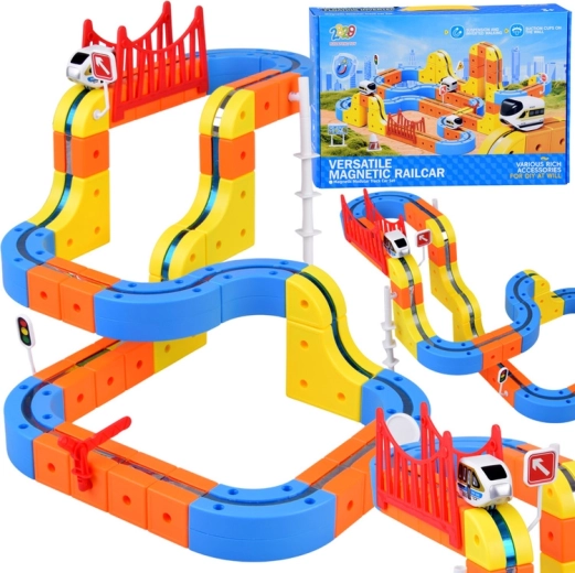 Circuit de course modulaire magnétique avec véhicule magnétique pour enfants
