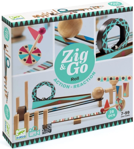 Circuit en bois Zig Go 28 pièces de Djeco