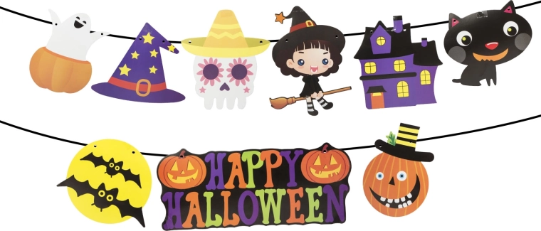 Guirlande en papier d’Halloween avec motifs - 1 pièce