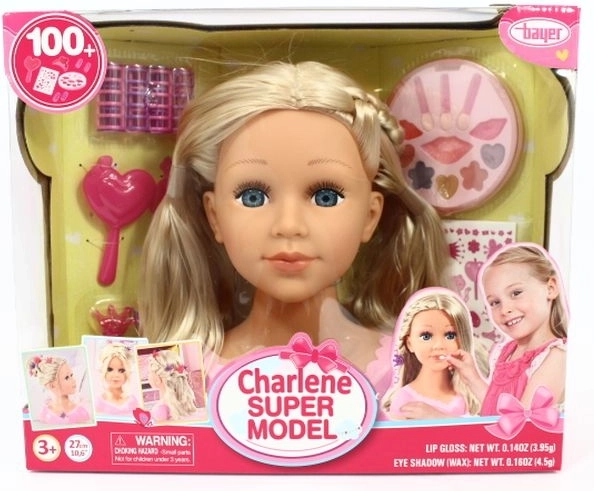 Bayer Charlene Super Model – tête à coiffer blonde avec accessoires