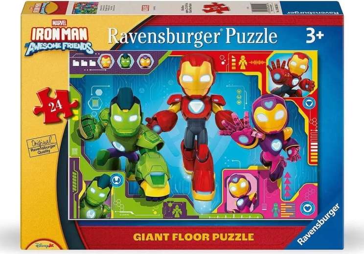Ravensburger Puzzle de sol géant Iron Man et ses amis extraordinaires – 24 pièces
