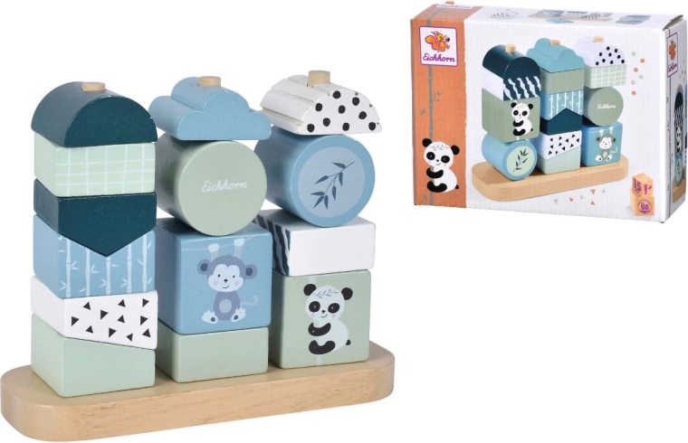 Eichhorn jeu d'empilage en bois Panda, 15 pièces
