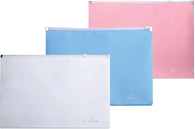 Chemises zippées A5 CONCORDE, assortiment de couleurs pastel