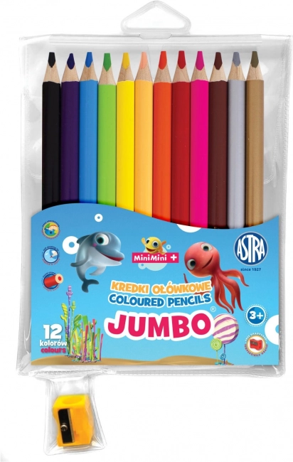 Crayons de couleur Astra Mini Mini Jumbo 12 pcs avec taille-crayon