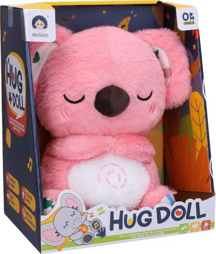 Koala en peluche respirant rose avec effets 27 cm