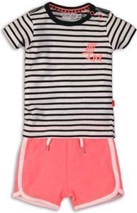 Dirkje ensemble deux pièces pour tout-petit – t-shirt rayé et short rose