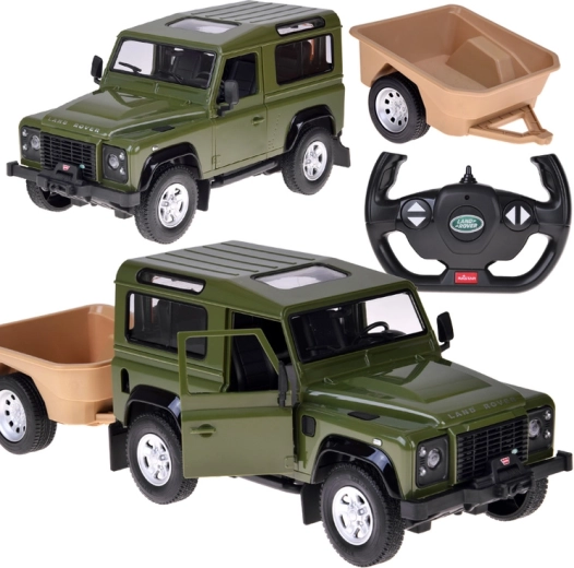 Rastar Land Rover Defender 1:14 télécommandé avec remorque – vert