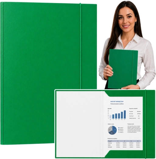 Chemise cartonnée à documents A4 avec élastique, verte - 1 pièce
