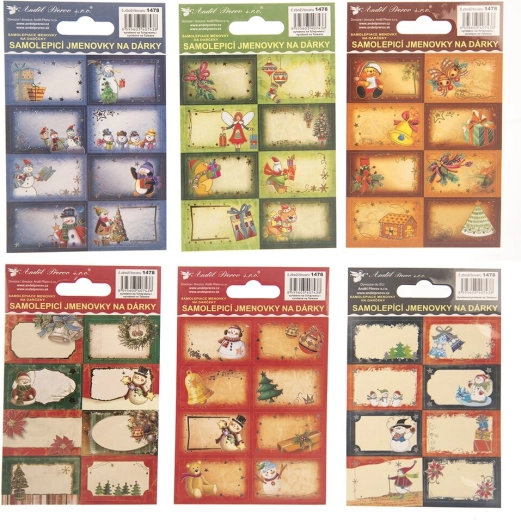 Étiquettes pour cadeaux de Noël – 8 pcs (assortiment de 6 motifs)