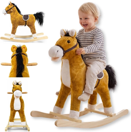 Cheval à bascule Teddy marron clair