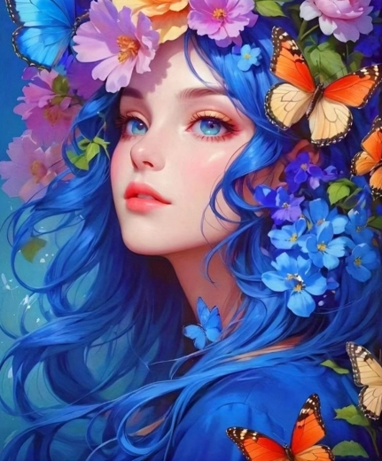 Peinture par numéros fille aux fleurs 40 × 50 cm