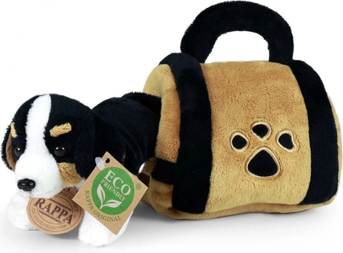 Chien bouvier bernois en peluche avec caisse de transport 15 cm éco-responsable