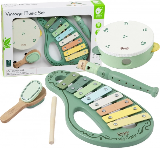 Ensemble vintage d’instruments de musique en bois CLASSIC WORLD, 18 mois+