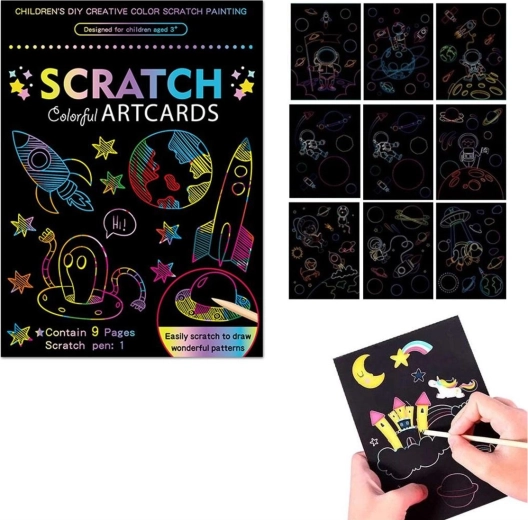 Carte à gratter colorée Cosmos