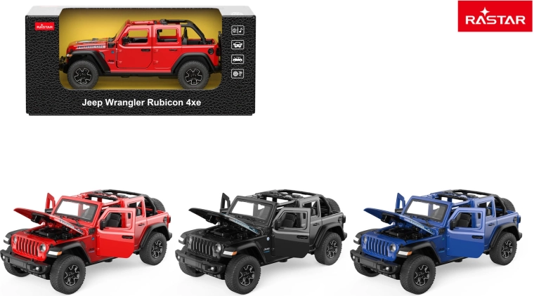 Petite voiture métallique Rastar Jeep Wrangler Rubicon 1:32 noire