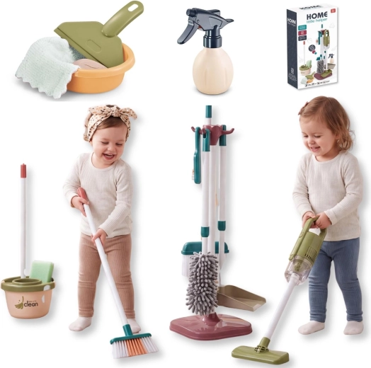 Set de ménage pour enfants TinyMini avec support, 23 pièces