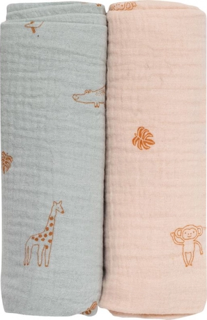 Bubaba Bio langes en mousseline 2 pcs - vert et beige