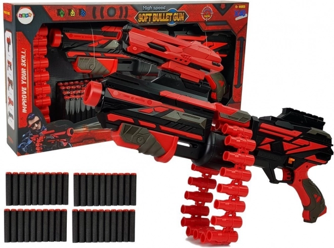 Grande carabine à projectiles en mousse rouge et noire