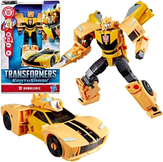 Hasbro Transformers EarthSpark figurine Deluxe Bumblebee 2-en-1 (robot et voiture de sport)