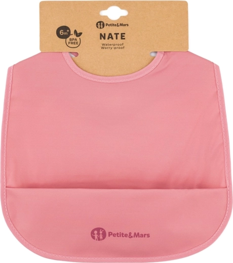 Bavoir en PU Petite&Mars Nate dusty rose 6m+