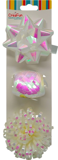 Coffret cadeau blanc à effet irisé – ruban 10 m et 2 nœuds