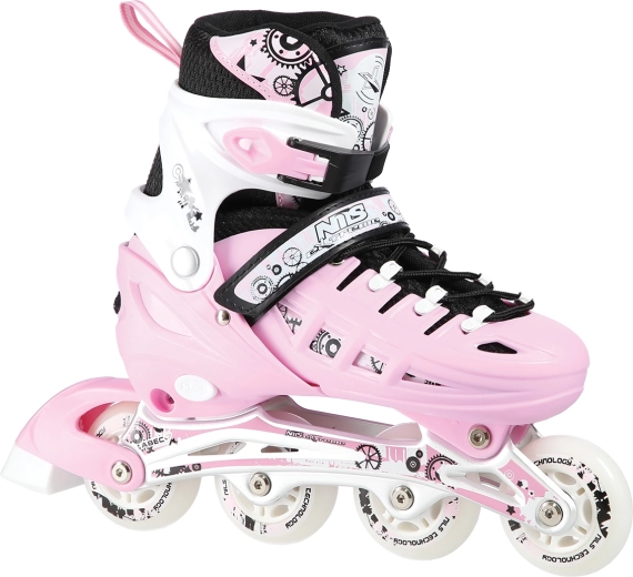 Patins réglables pour enfants 4-en-1 NILS Extreme roses – M (35-38)